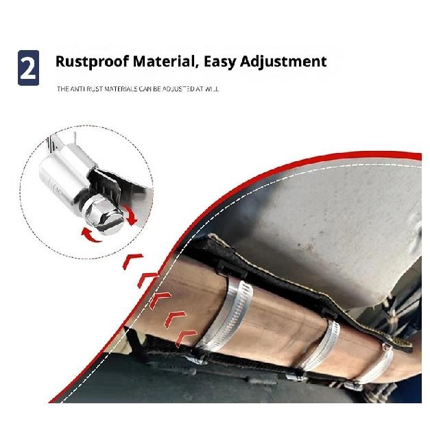 Titanium Pipe Heat Shield Exhaust Heat Shield Car Motorcycle Heat Guard Cover Wrap with Stainless Steel Clamps Heat Protection