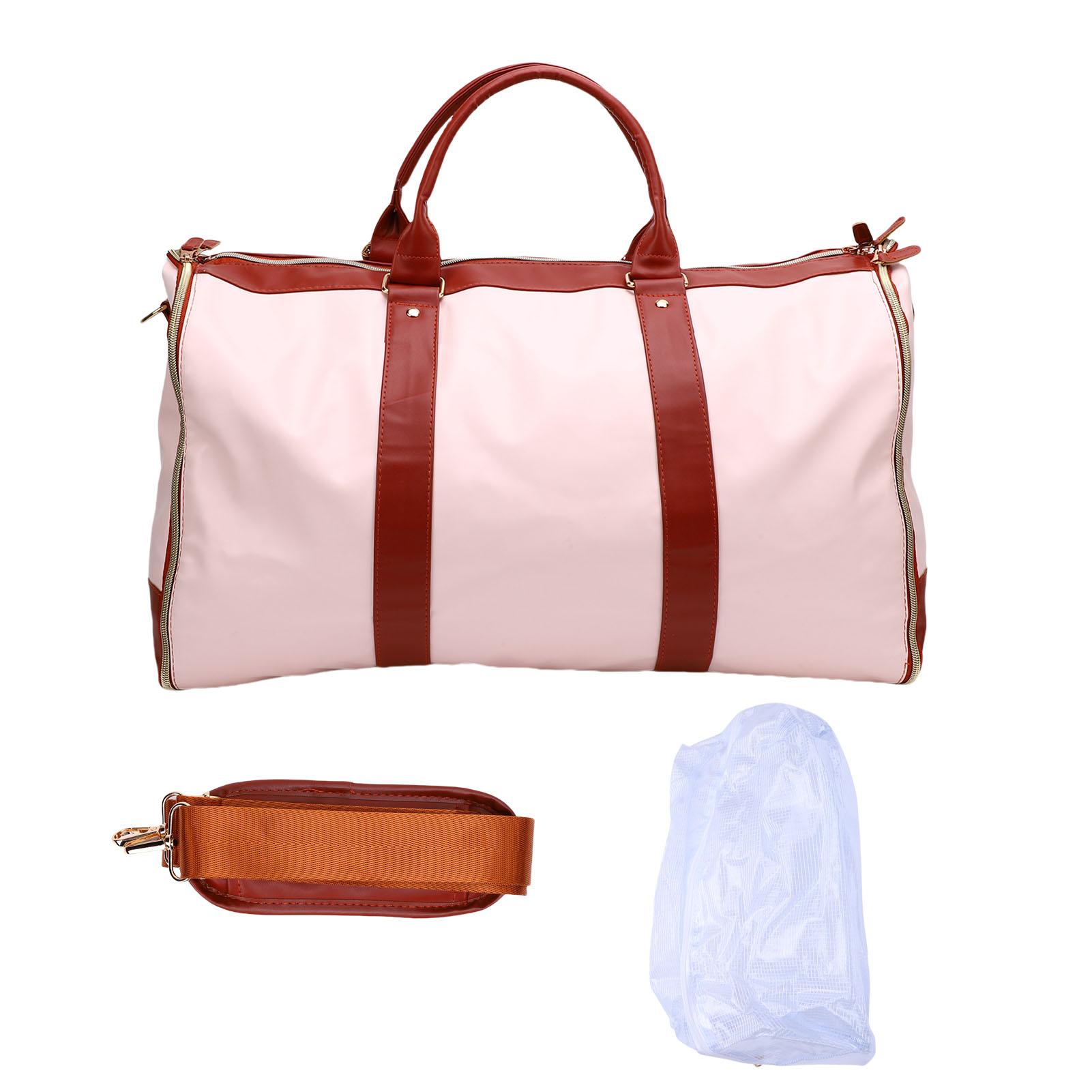 

Suit Travel Bag Stylish Carry On Garment Bag with Shoulder Strap PU Leather Duffle Bag for Business Beige