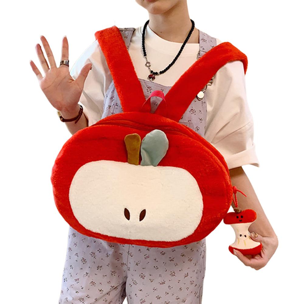 Kawaii Cartoon Fruit Plush Backpack Soft Cute Decorate Knapsack Fruit Doll Shoulder Bag  Outdoor