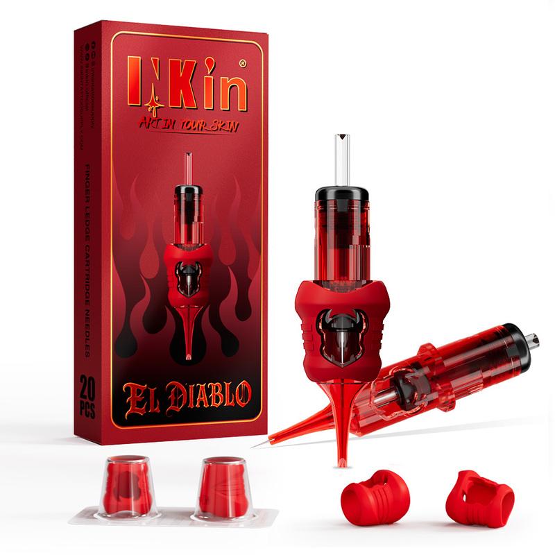 INKin El Diablo Silicone Cartridges Tattoo Needles Finger Ledge Smooth Shading Precise Position for Cartridge Tattoo Machine Pen E0601RL