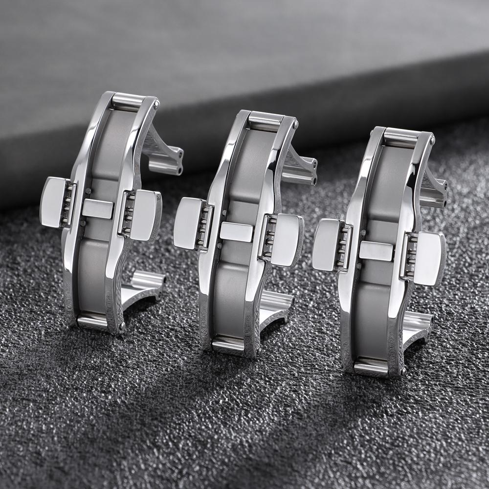 Für Tissot 1853 T035617 T035439 Edelstahl-Uhrenschließe Schmetterlingsfaltschließe Uhrenarmbandschließe Metall-Uhrenknopf Armbandzubehör