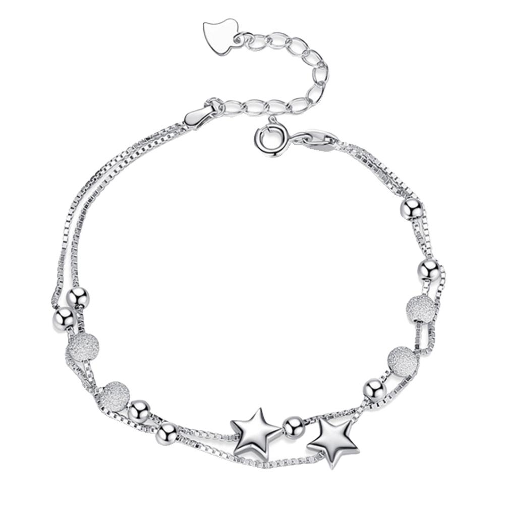 

Двухслойный браслет со звездой для студентов в корейском стиле, матовый шар, пентакль, звезда, универсальное украшение для руки