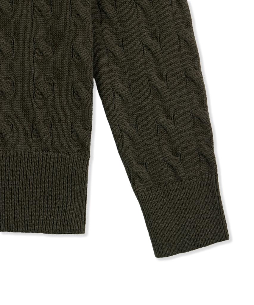 USPOLOASSN Cable Half-Zip Knit_Khaki