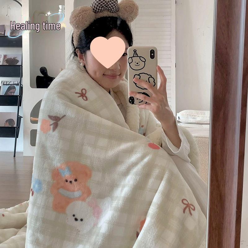 Cozy Lamb Fleece Blanket - Soft, Warm Shawl for Office, Sofa, or Dorm Naps.