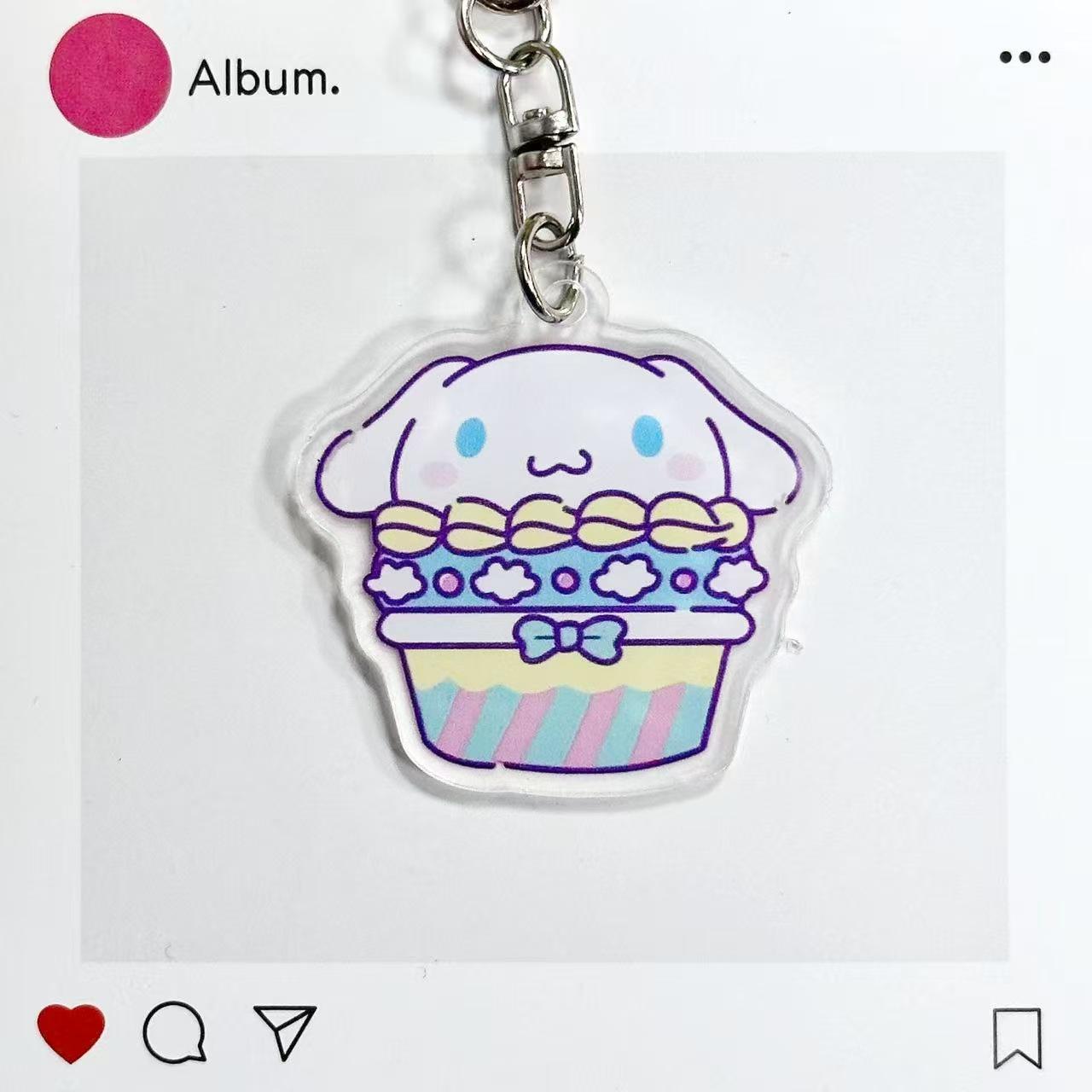 Sanrio Cartoon Ice Cream Cone Acrylic Keychain Pendant - Cute Student Backpack Ornament