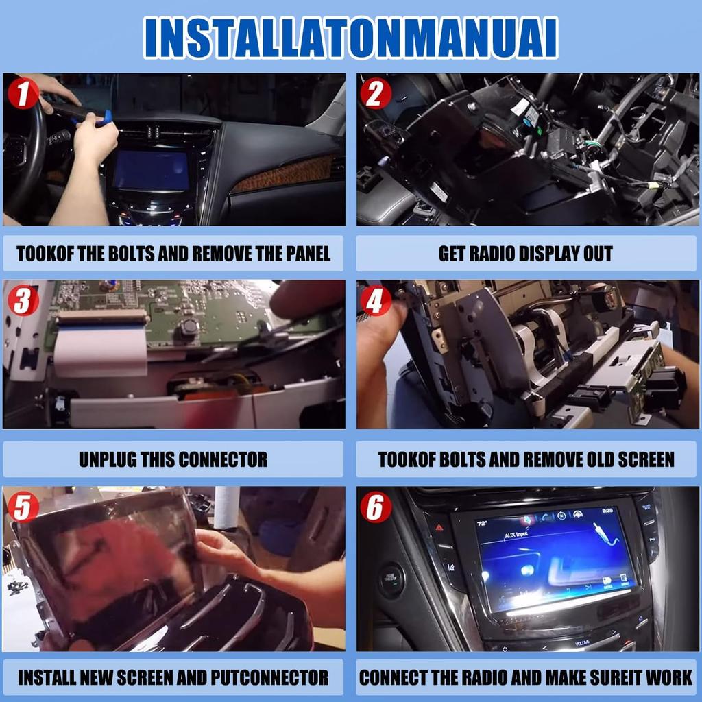 RANSOTO CUE Touch Screen Display Compatible With Cadillac ATS Escalade XTS SRX CTS CTS-V 2013 2014 2015 2016 2017 Digitizer Touch Sense With Trim