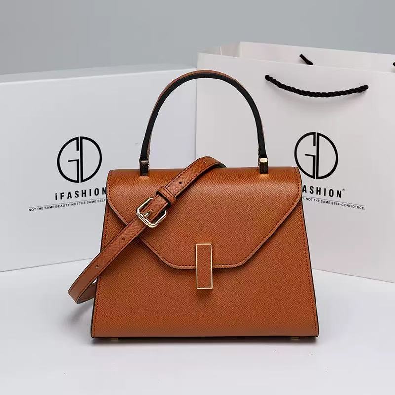 

Women s Bag, Atmospheric Solid Color Handbag, Versatile Palm Pattern Kelly Bag, Women s Commuting Shoulder Crossbody Bag коричневий