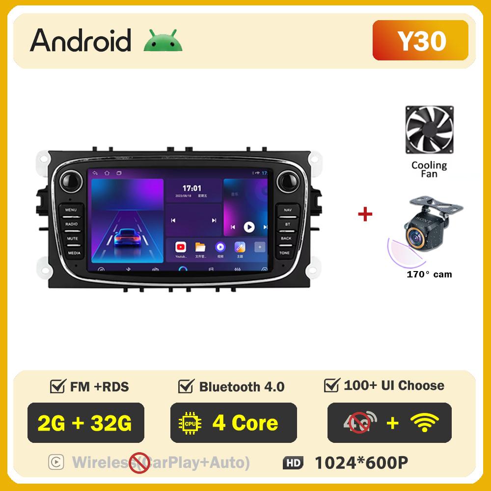 2 Din Autoradio Car Multimedia Video Radio Player For Ford Focus Mondeo C-MAX S-MAX Galaxy II Kuga 3 Android Wifi GPS Navigation