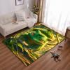 Green Cartoon Style Animal Printed Carpet, Cute Leafy Background Design Suitable for Use As an Anti-slip for Living Room Bedroom Sofas