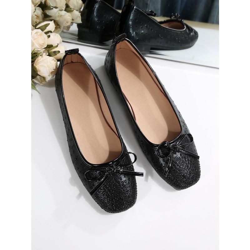 Bow Rhinestone Flat Lazy Shoes 2025 Autumn New Plus-size Pedal Beanie Shoe Woman