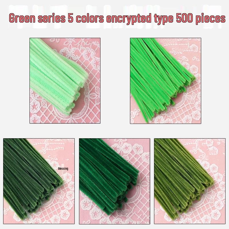 Thickened White Chenille Pipe Cleaners - Mixed Colors for DIY Bouquet Crafts