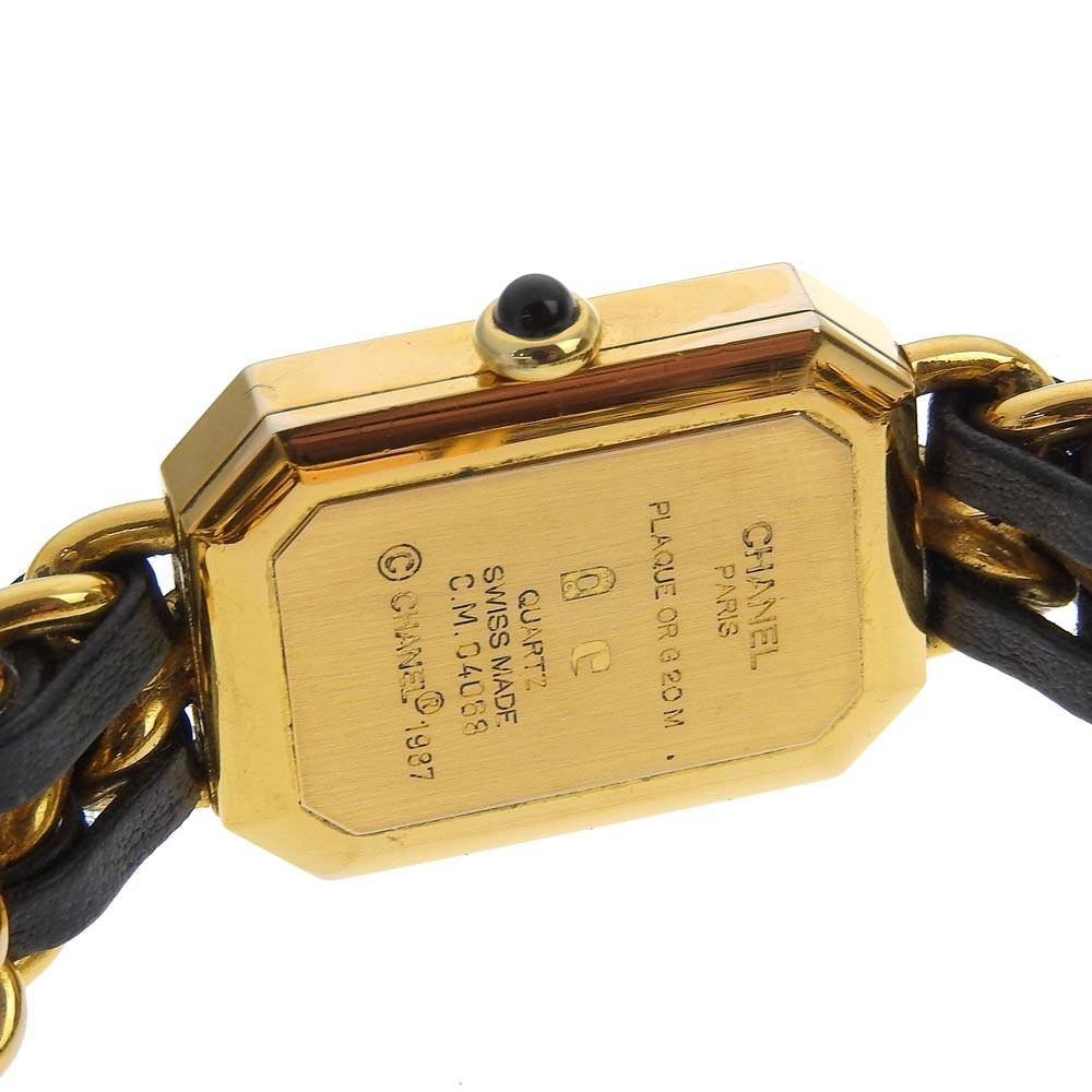 Chanel Premiere L Watches blackDial Plated Gold/leather Quartz Analog Display Women Used