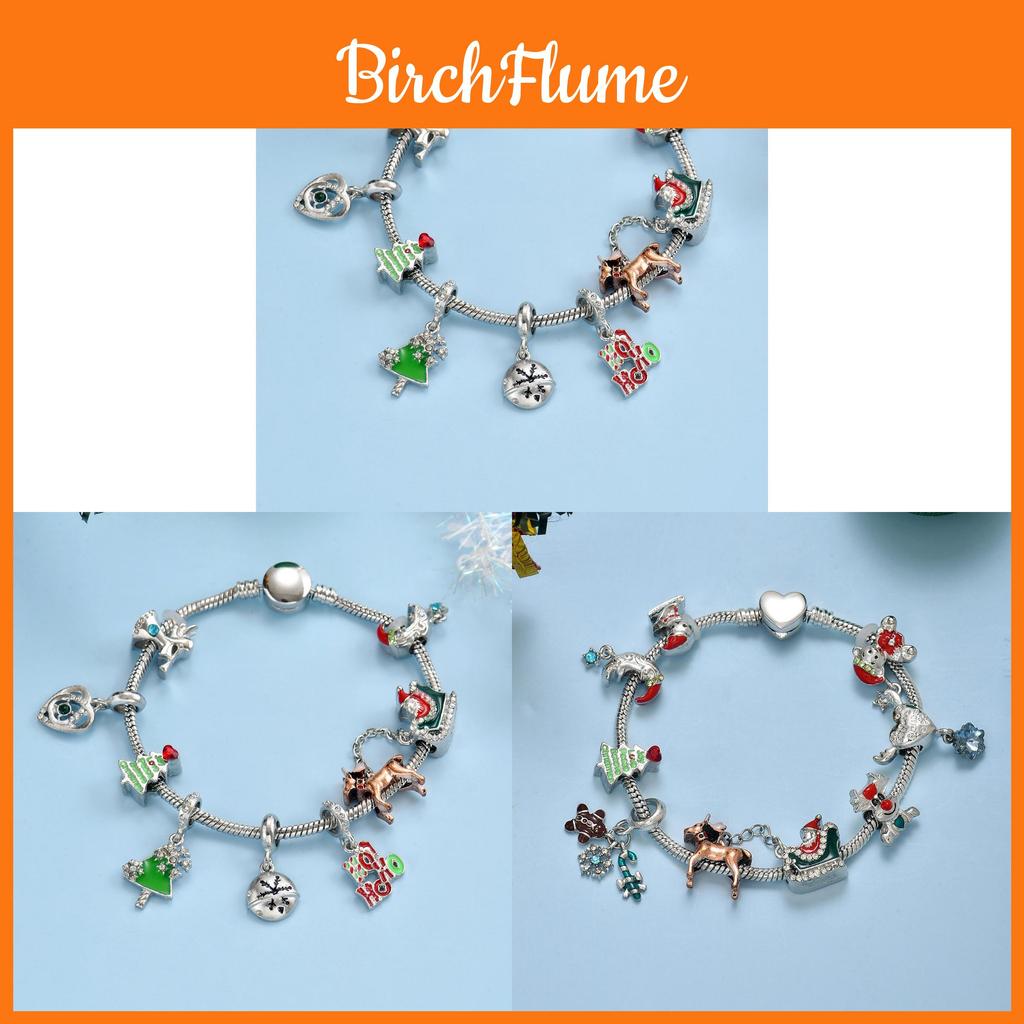 Christmas Snowman Deer Charm Bracelets Zinc Alloy Holiday Gift For Men Women