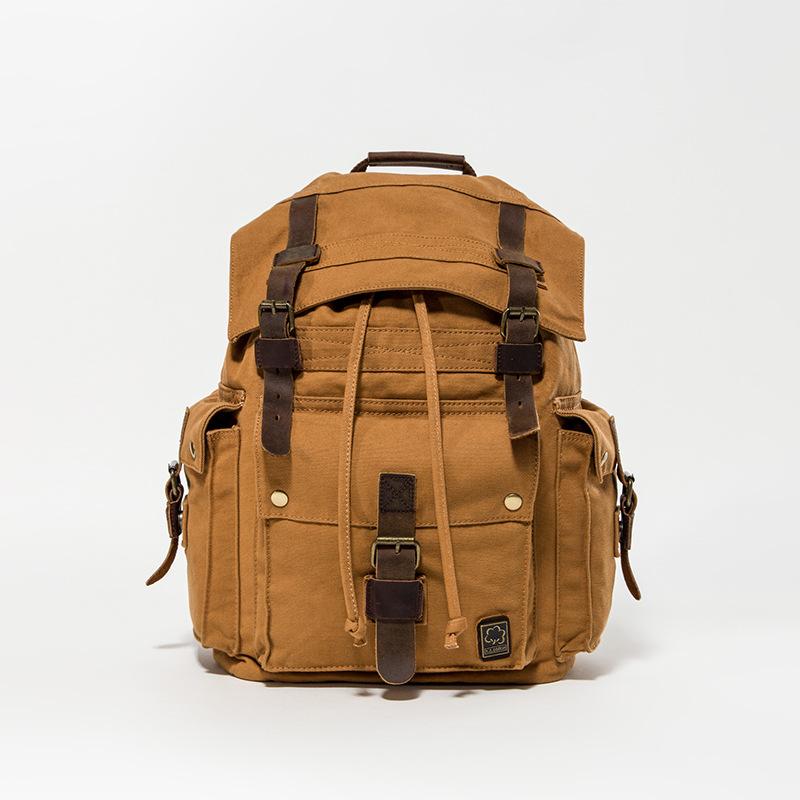 Seven-Color Cotton Retro Men S Canvas Backpack, Casual Universal Schoolbag, Fashionable Large-Capacity Outdoor Travel Bag