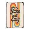 Retro Take It Easy Rainbow Vintage Tin Sign Inspirational Quote Metal Plaque Wall Decor for Bar Pub Garage Kitchen Aesthetic