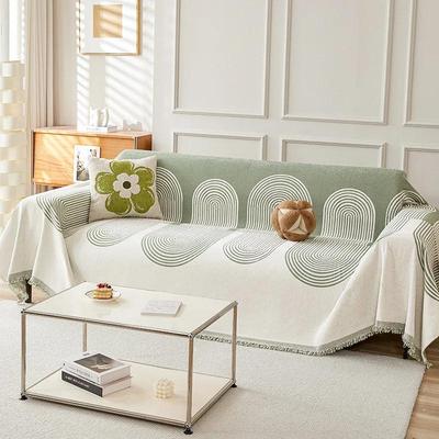 Four Seasons Thicken Chenille Green Sofa Cover Sofa Blanket Simple Geometrical Cushion Ins Wind Sand Hair Towel Blanket Sofa Towel