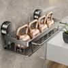 Bathroom Suction Cup Storage Rack Without Drilling Kitchen Toilet Shower Room Shampoo Holder Wall Mount Organizer Bathroom Shelf