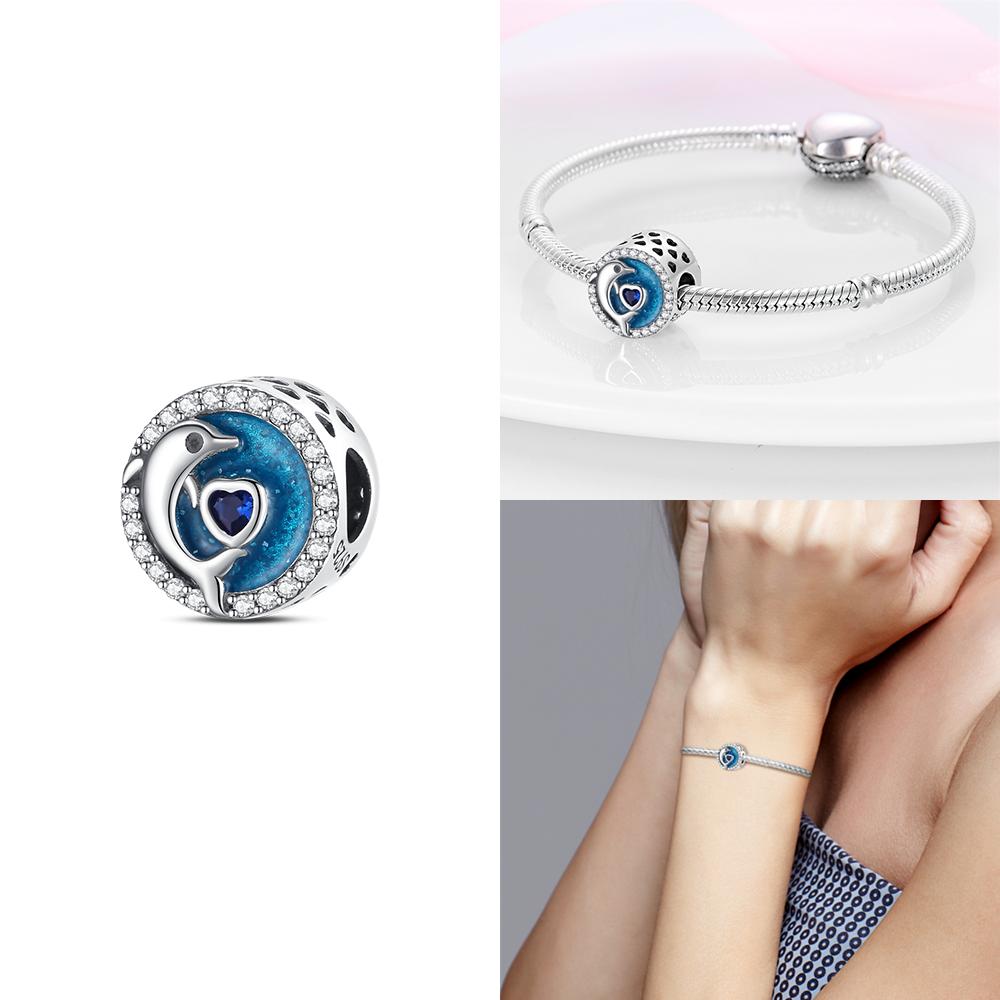 Copper Ocean World Series Sea Blue Turtle Starfish Crab Octopus Charms Bead Fit Bracelet Diy Jewelry Gift