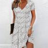 Summer Fashion Women's V Neck Short Sleeve Fine Floral Fragments Printed  Dress Sex Short Skirt Dresses
