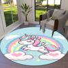 1PC Unicorn Rainbow Non-Slip Floor Round Carpet, Office, Family, Bedroom, Large Area Rug Indoor Rugs,  Durable Polyester-Z0402