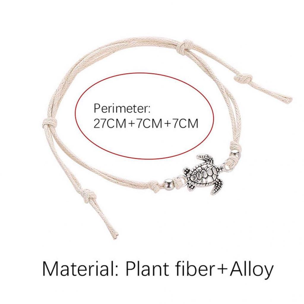 Vintage Turtle Charm Handmade Woven Ankle Bracelet Anklet Women Beach Jewelry