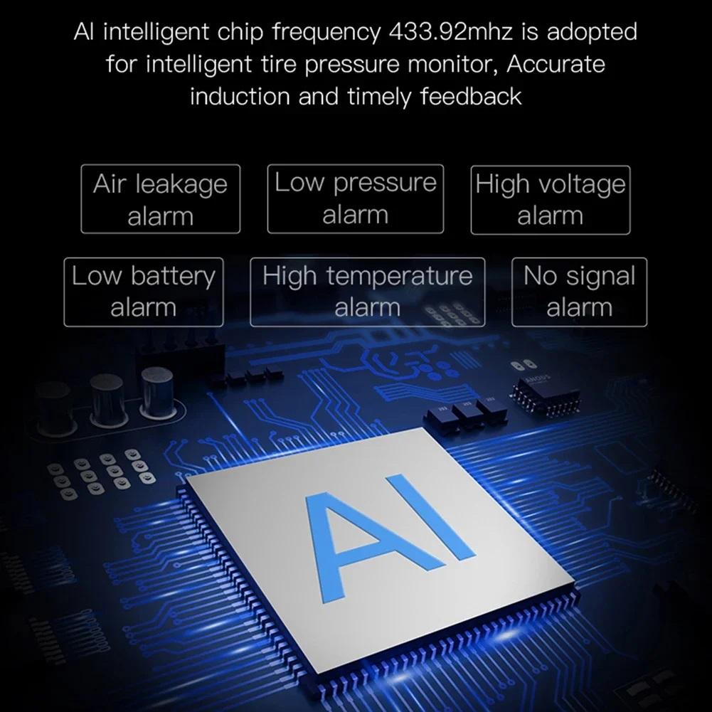 Tire Pressure Sensors Solar Charging Motorcycle TPMS Tire Pressure Tyre Temperature Monitoring Alarm System with 2 Sensors