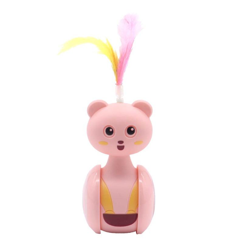 

New Cat Toys for Self-entertainment and Boredom, Pet Unbreakable Dolls, Feather Cat Toys, Small Toys, Cat Supplies, Bear Toys Pink - Feather