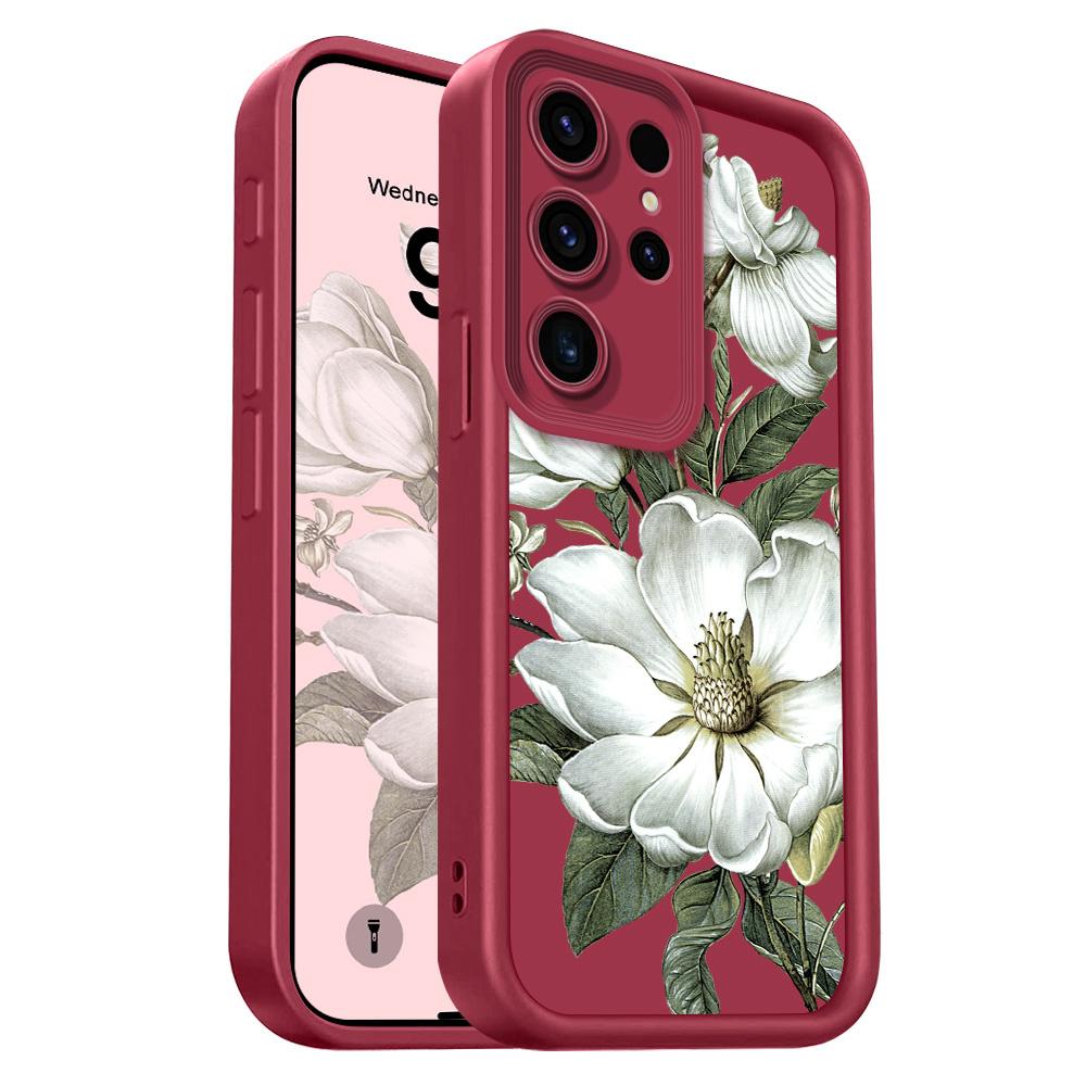 

Magnolia Flower Phone Case For Samsung Galaxy S23 S22 S21 S20 FE Plus Ultra Note 20 5G Staircase Soft Cover Samsung S22 винный