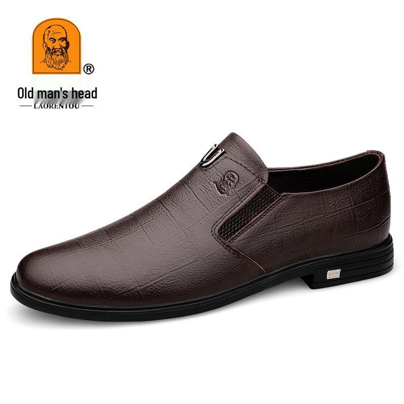 Men s Round Toe Business Formal Leather Shoes, Spring Korean Style, Versatile Casual Low-Cut Shoes 44