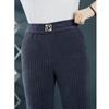 Autumn Winter Women's Korean Fashion Elegant Fleece Thick Warm Pants Office Lady Solid Slim Straight Trousers Casual Pantalones