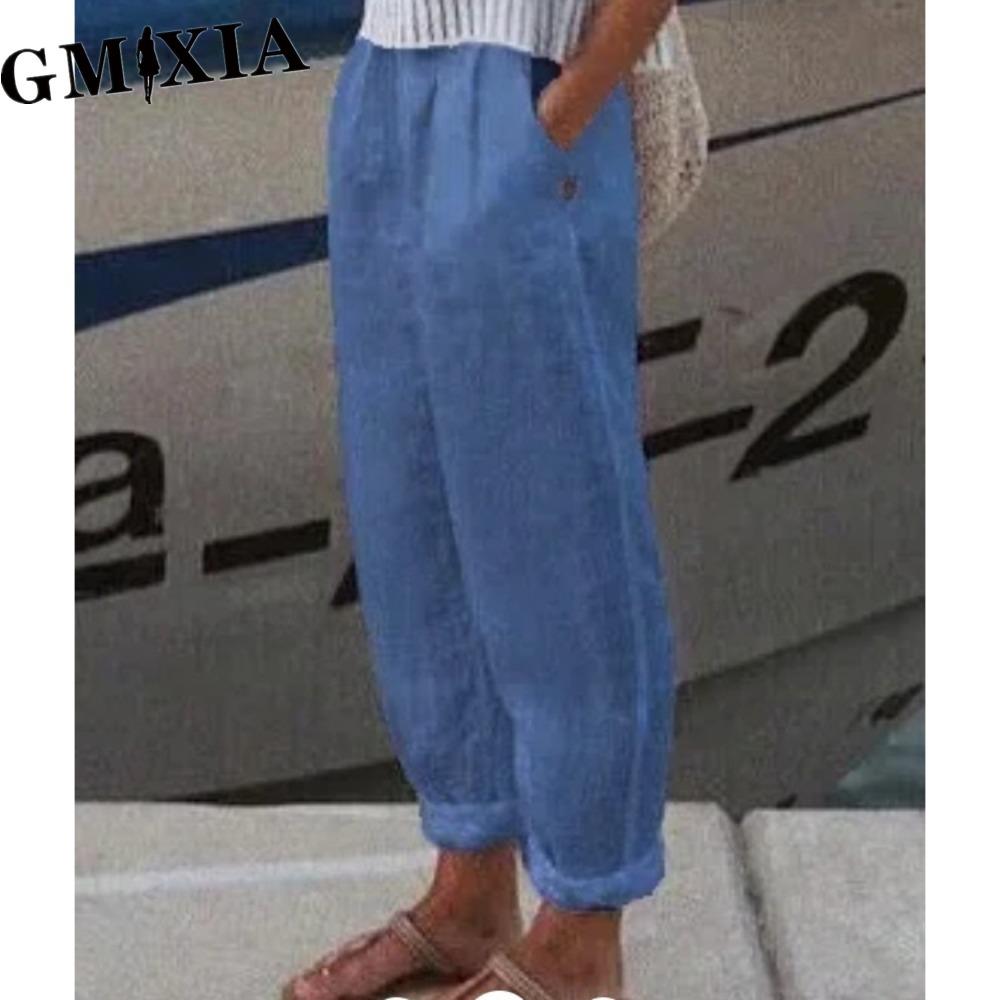 GMXIA 8 Color Women's Fashion Casual Solid Color Print Pants & Capris Trousers