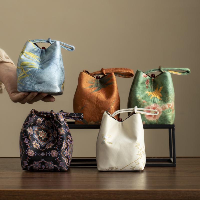 Portable Fabric Bag for Tea Set and Accessories - High-End Chinese Design