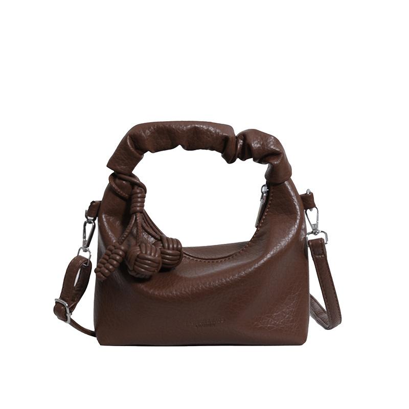 

Premium texture underarm bag women s bag spring new niche design shoulder messenger bag portable pleated bag коричневый