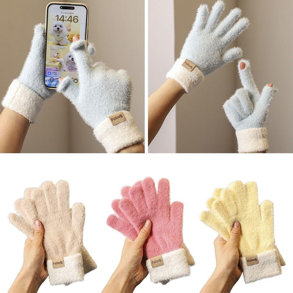 Thickened Winter Gloves Windproof Knitted Gloves Fashion Warm Gloves Women