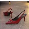 2025 New Slim Pointed-toe Fashion Bow Wedding Women's Shoes, Revealing and Sexy Office Lady Sandals and High Heels Zapatos
