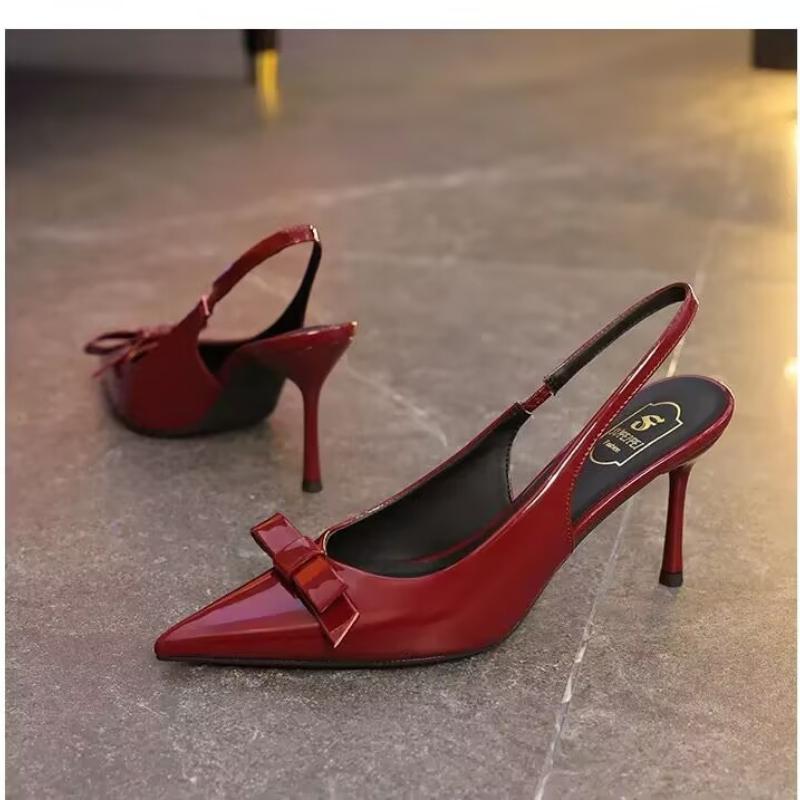 2025 New Slim Pointed-toe Fashion Bow Wedding Women's Shoes, Revealing and Sexy Office Lady Sandals and High Heels zapatos