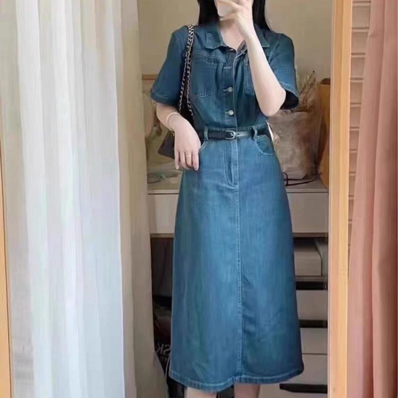 Early Autumn Women's Retro Denim Dress - New Niche Design with Timeless Elegance
