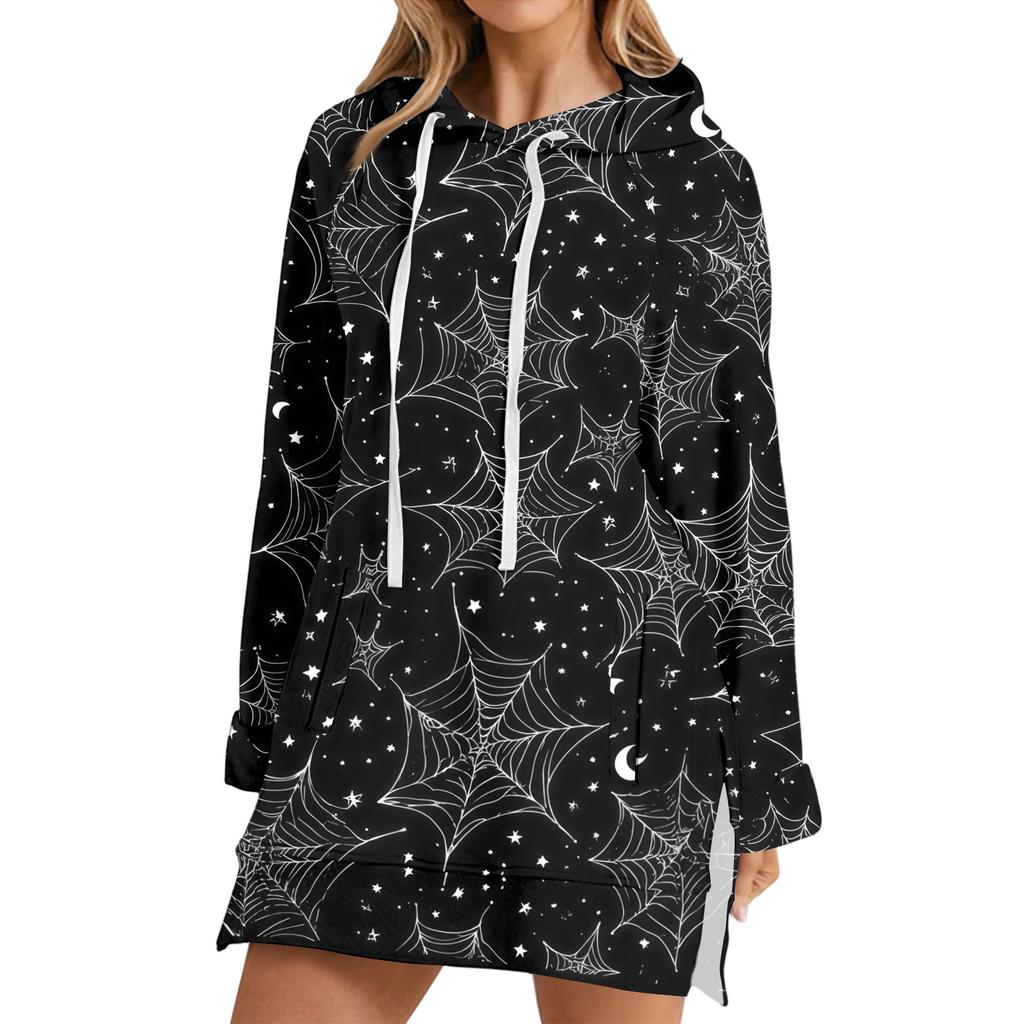 Women's Casual Long Sleeve Halloween Print Hoodie Pullover Top for Fall Festive Wear