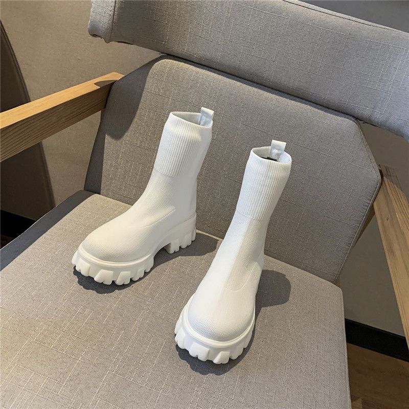 Platform Round Toe Woman Short Shoes Spring Autumn Sock Ankle Boots for Women on Offer Elegant New in High Quality Booties Sale