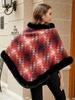Autumn and Winter Women's Sweater Round Neck Pullover Cloak Women's Plaid Thickened Warm Women's Shawl Top