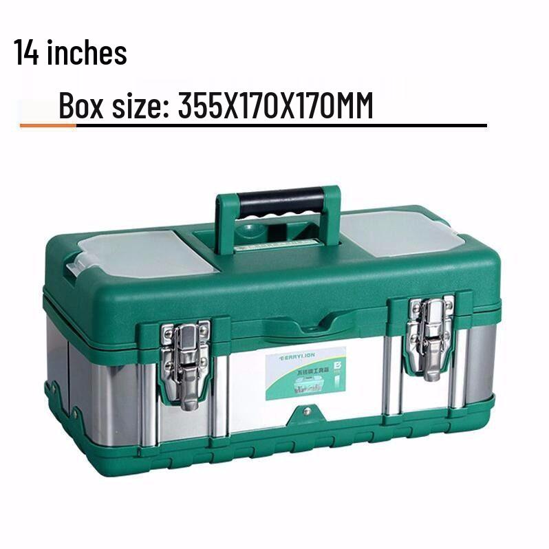 Extragroße Edelstahl-Multifunktions-Werkzeugkiste, tragbar, mit Fahrzeugmontage-Aufbewahrung