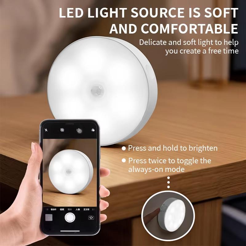 LED Motion Sensor Night Light - Wireless LED Detector Lamp for Bedroom, Staircase, Closet, and Room Decor, Children's Flashlight