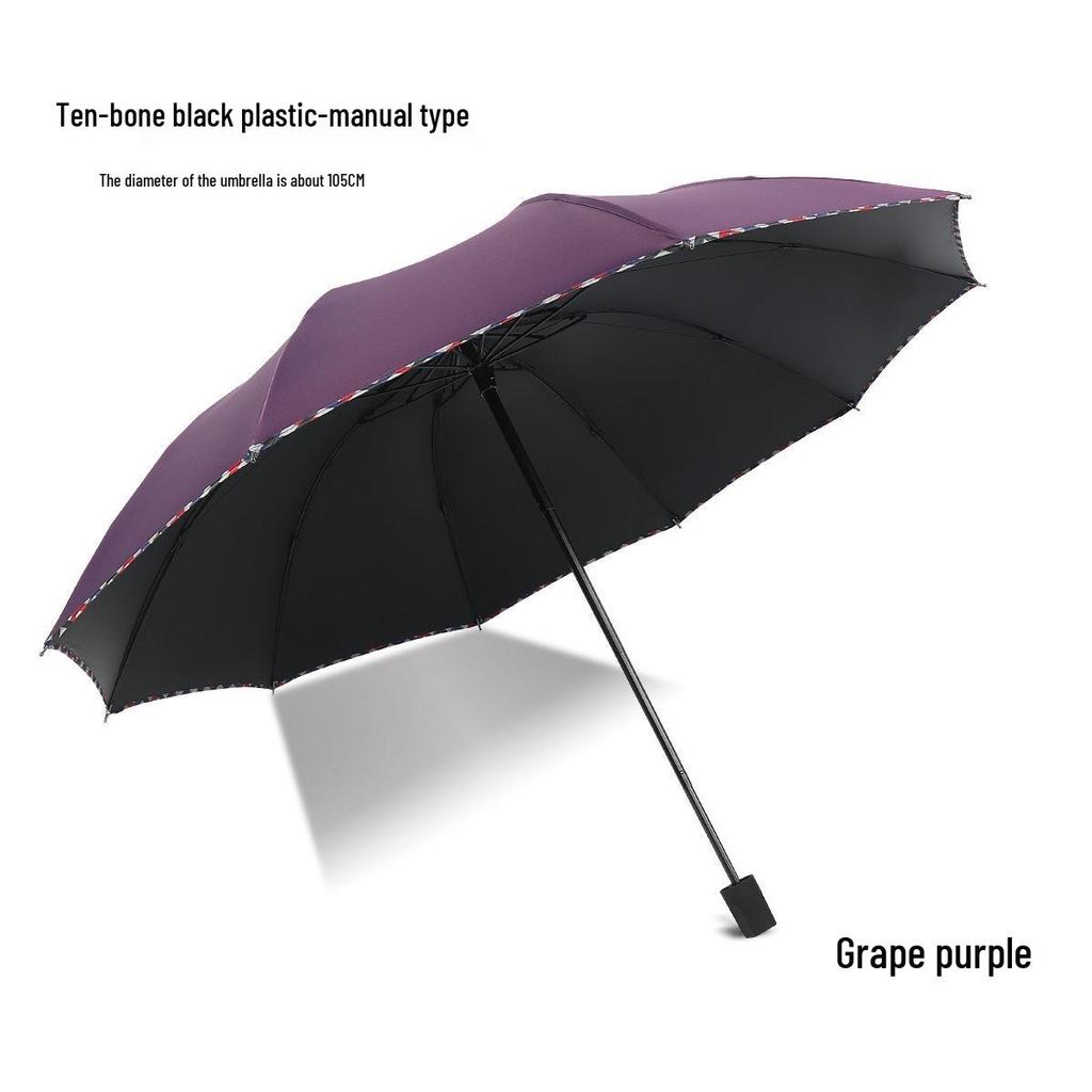 Extra-Large Automatic Black Men's Sunshade & Rain Umbrella - Sturdy, Foldable, Customizable with Thickened Design