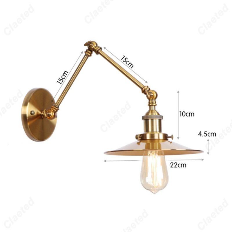LED Minimalist Retro Gold E27 Wall Lamp Bedroom Bedside Lamp Home Dining Hall Corridor Staircase Decoration Lighting Fixture