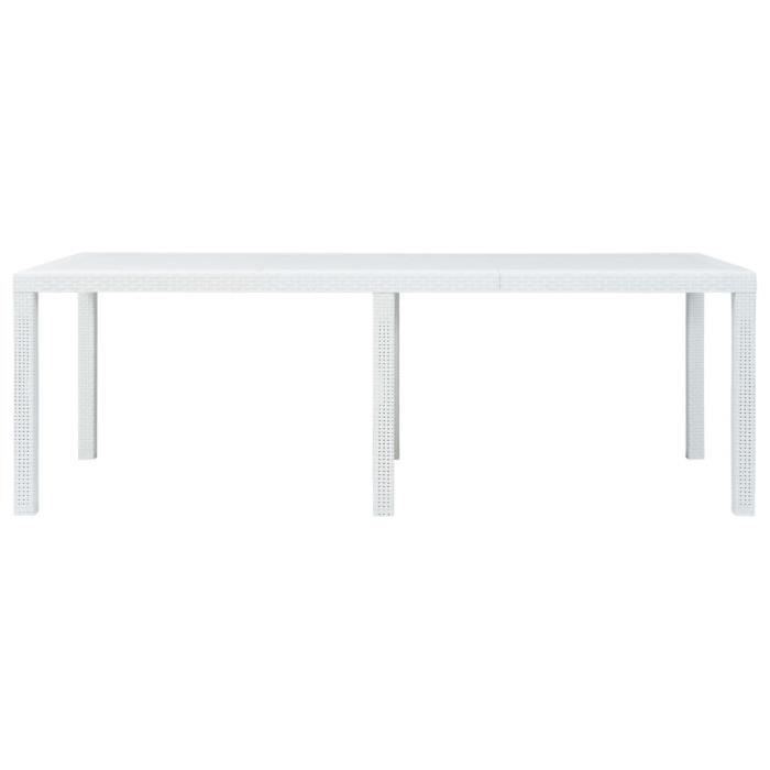 VidaXL Table de jardin Blanc 220x90x72 cm Plastique Aspect de rotin