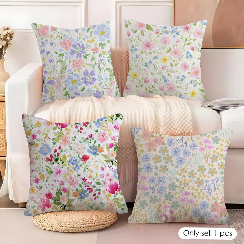 Fresh Floral Print Cushion Cover Soft Plush Fabric DoubleSided Printed Cushion Covers for All Seasons Modern HomeDecor Gift
