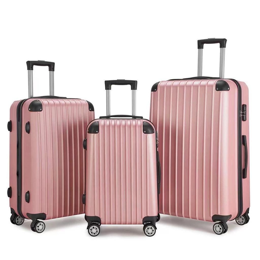 20-inch ABS Trolley Case with External Combination Lock - Zipper Suitcase, Three-Piece Set Luggage Bag in Stock