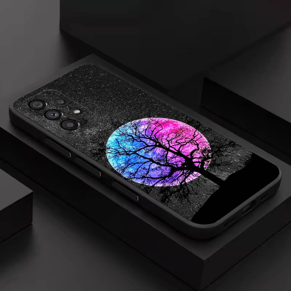 Moon Galaxy Universe For Samsung S 26,25,24,23,22,30,21,10,9,Ultra,Plus,Lite,FE,4,5G Black Soft Case Phone Case