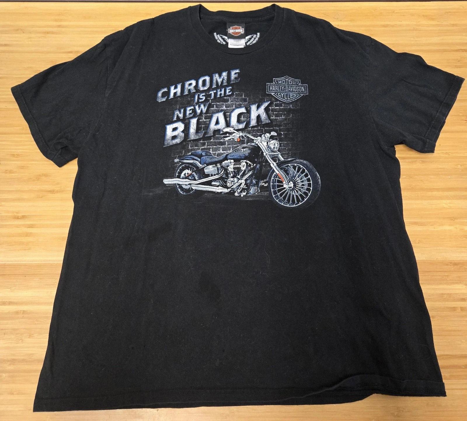 Harley-Davidson Shirt Mens 2XL Chrome Is The New Black Carson City Nevada Tee 4XL