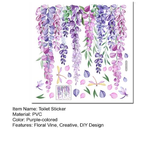 Toilet Sticker Botanical Branch Floral Vine Creative DIY Design Toilet Decal for Charming Bathroom Decor
